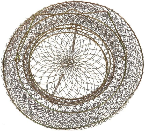 Steel Wire Fishing Keep Net with Spring Lid and Stand - Image 2