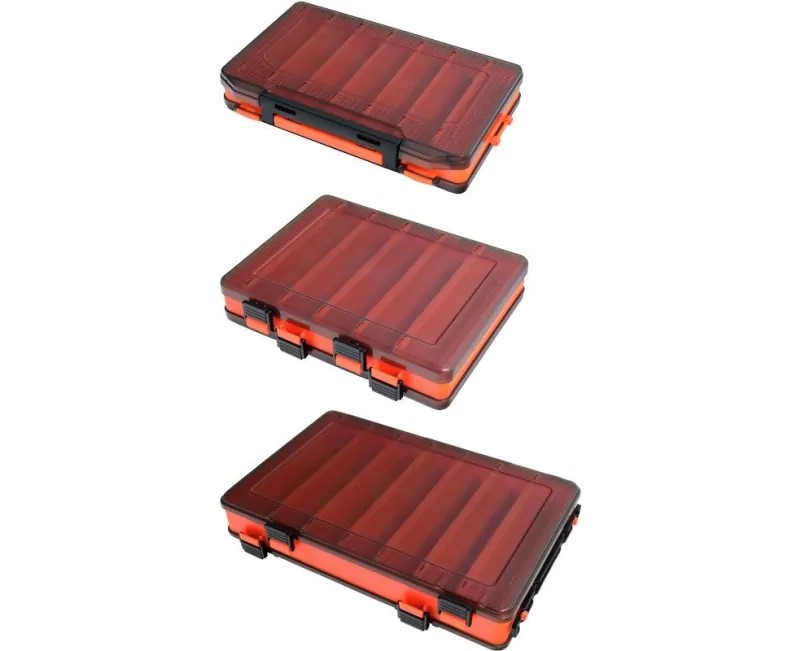 Double Sided Lure Box - Orange 14 Compartments