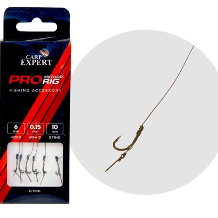 CARP EXPERT PRO METHOD FEEDER HAIR RIG W/BAIT STING 6PCS